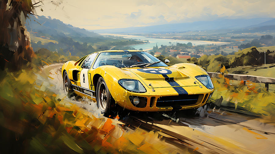 Fantasy Painting - 1964 Ford GT40 4.2L V8 sports car  stunning Lat by Asar Studios by Celestial Images