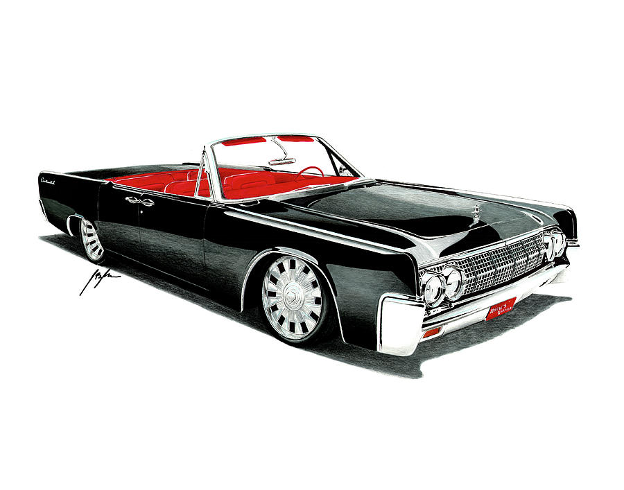1964 Lincoln Continental Drawing by Jason Bylsma Fine Art America