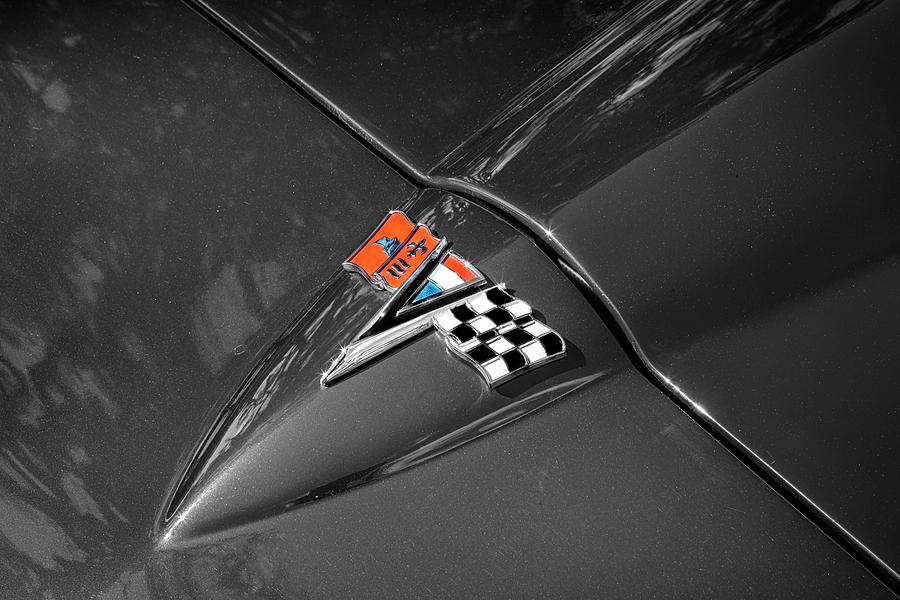 1964 Red Chevrolet Corvette Big Block hood ornament X193 Photograph by Rich Franco