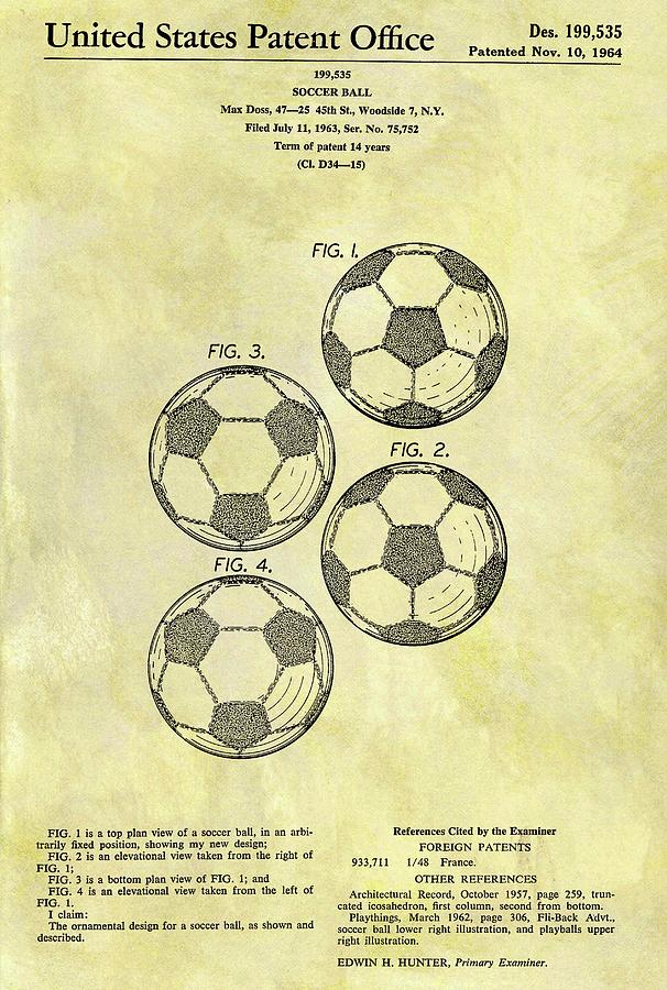 1964 Soccer Ball Patent Drawing
