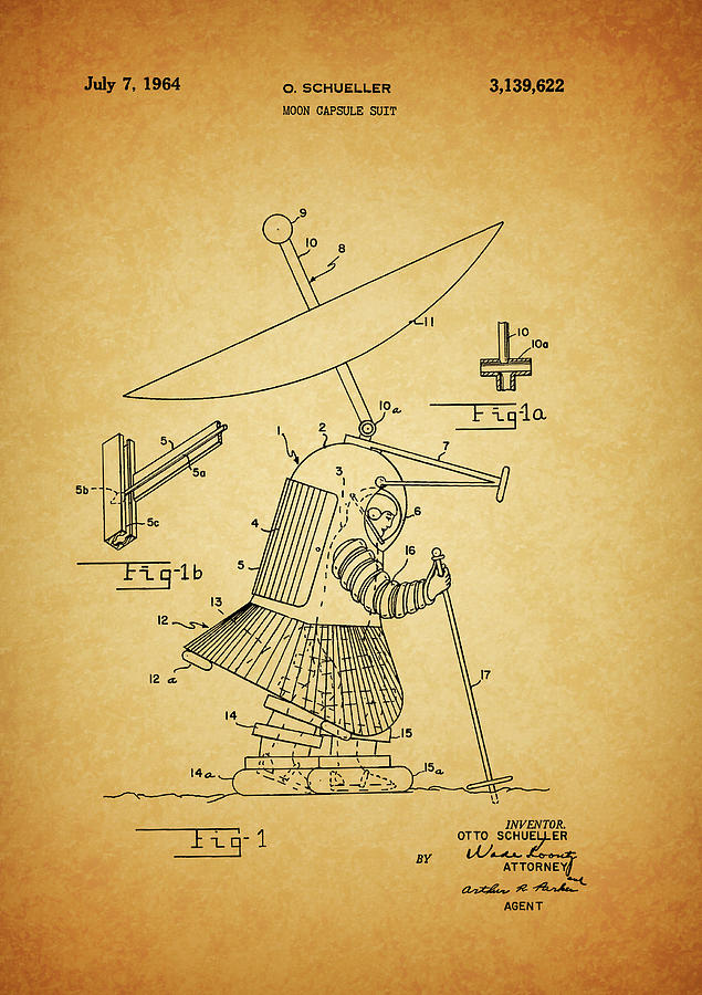 1964 Spacesuit Patent Drawing By Dan Sproul Pixels