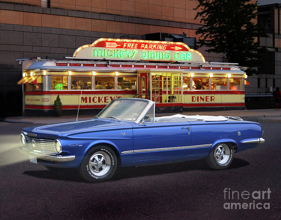 1964 Valiant At Mickeys Diner Photograph by Ron Long