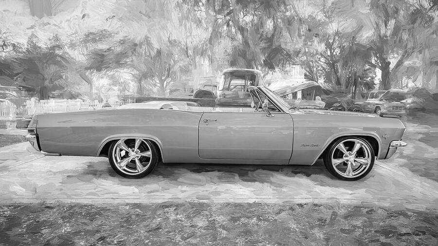 1965 Blue Chevrolet Impala Convertible SS X142 Photograph by Rich Franco
