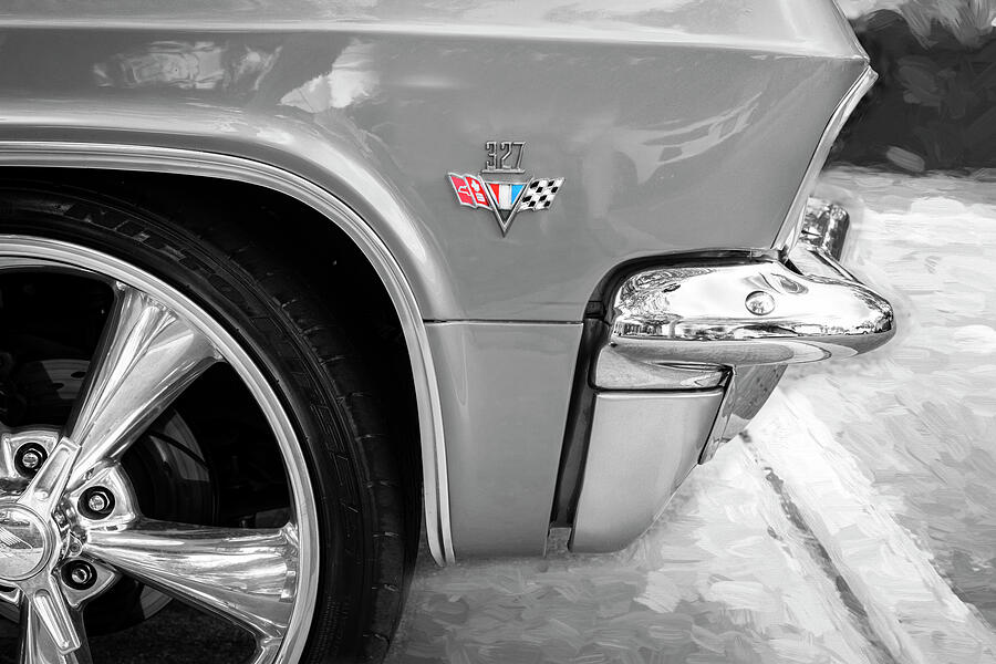 1965 Blue Chevrolet Impala Convertible SS X158 Photograph by Rich Franco