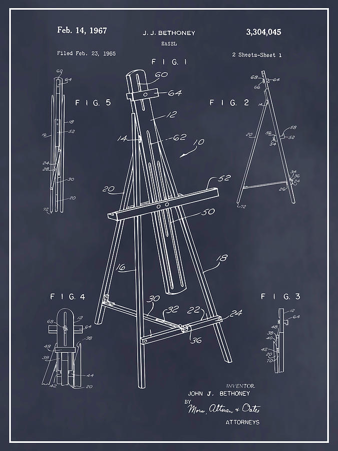 1965 Easel Blackboard Patent Print Drawing by Greg Edwards
