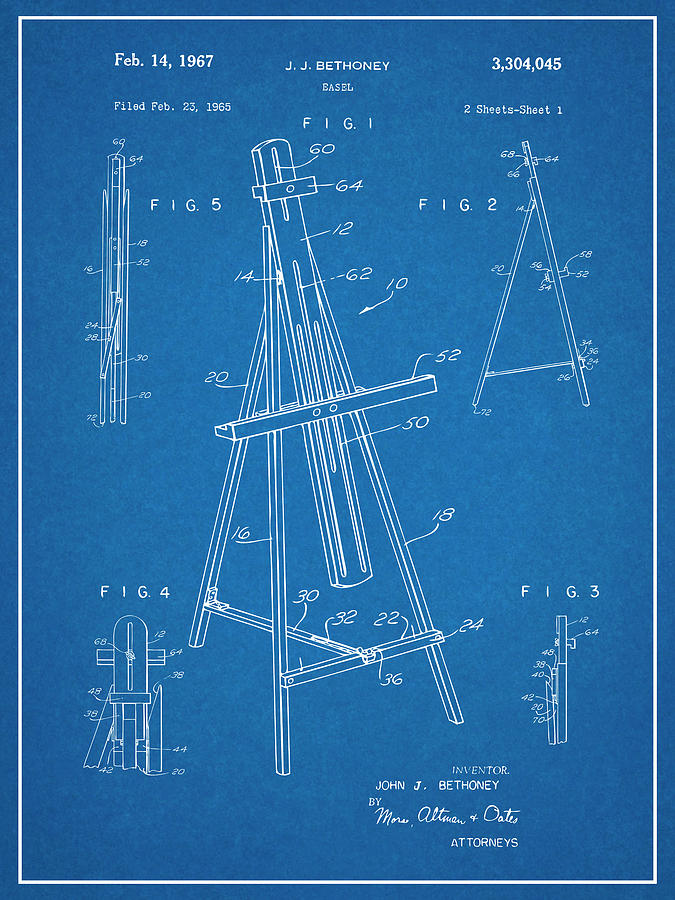 1965 Easel Blueprint Patent Print Drawing by Greg Edwards