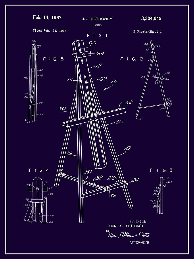 1965 Easel Purple Patent Print Drawing by Greg Edwards