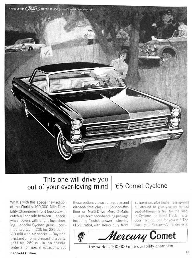 1965 Ford Mercury Comet Cyclone add Photograph by David Lee Thompson