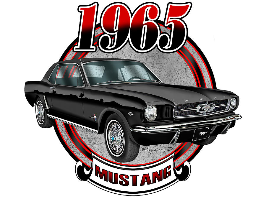 1965 Ford Mustang Black Muscle Car Art Drawing by Rudy Edwards - Pixels