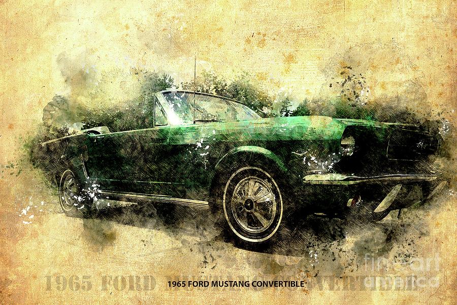 1965 Ford Mustang Convertible Original Artwork Drawing
