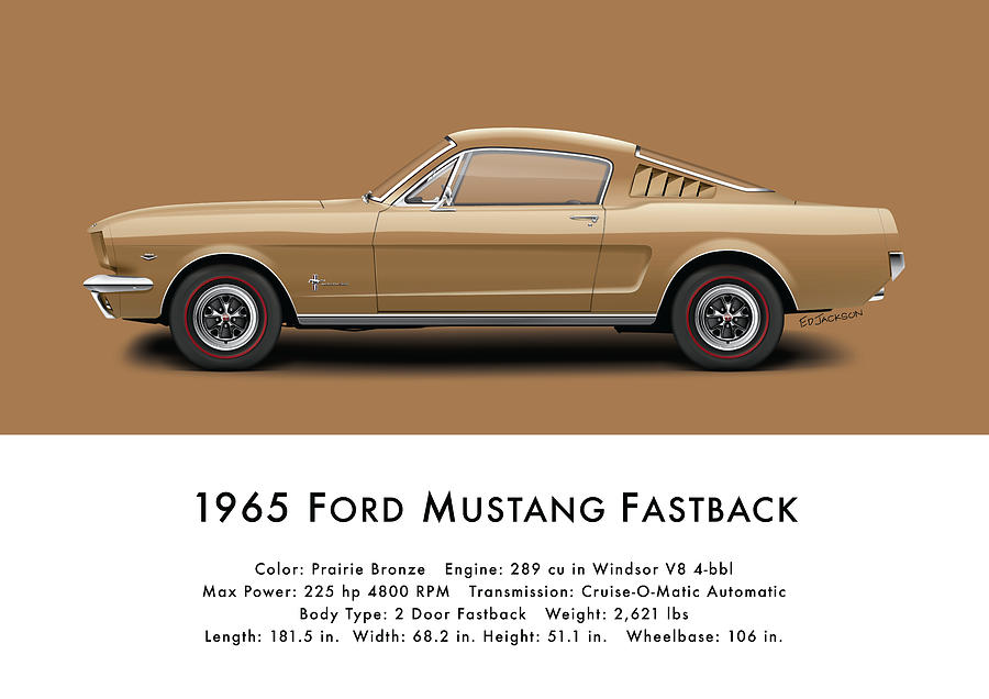 1965 Ford Mustang Fastback - Prairie Bronze Digital Art by Ed Jackson ...