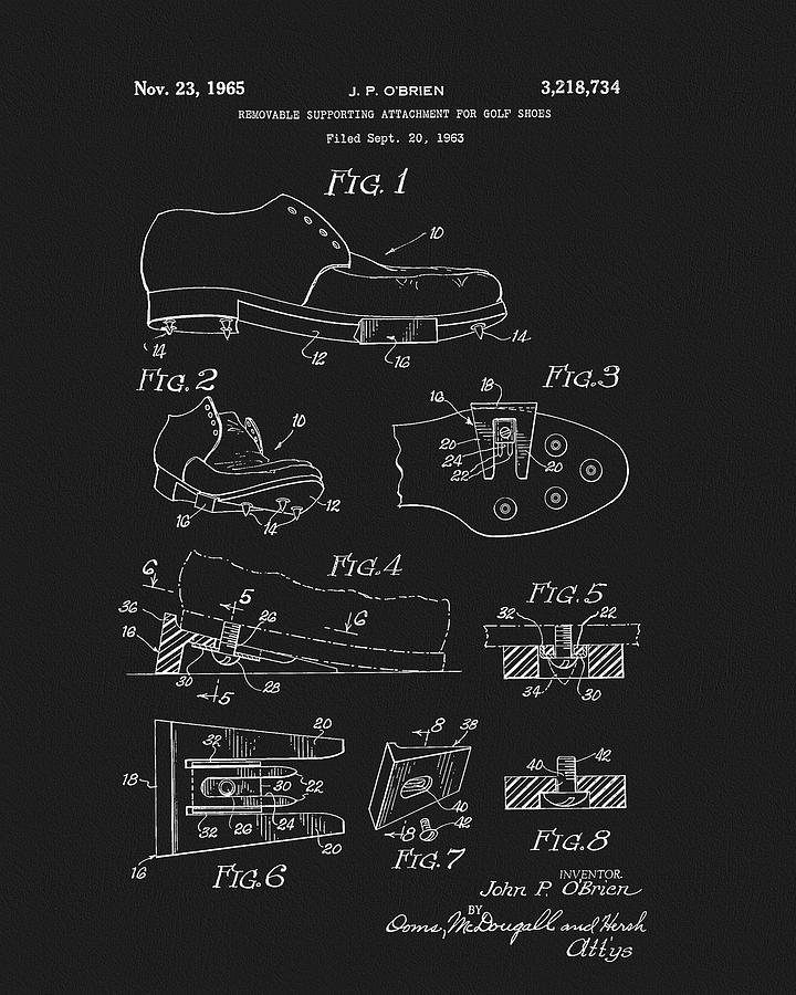 1965 Golf Cleats Patent Drawing by Dan Sproul