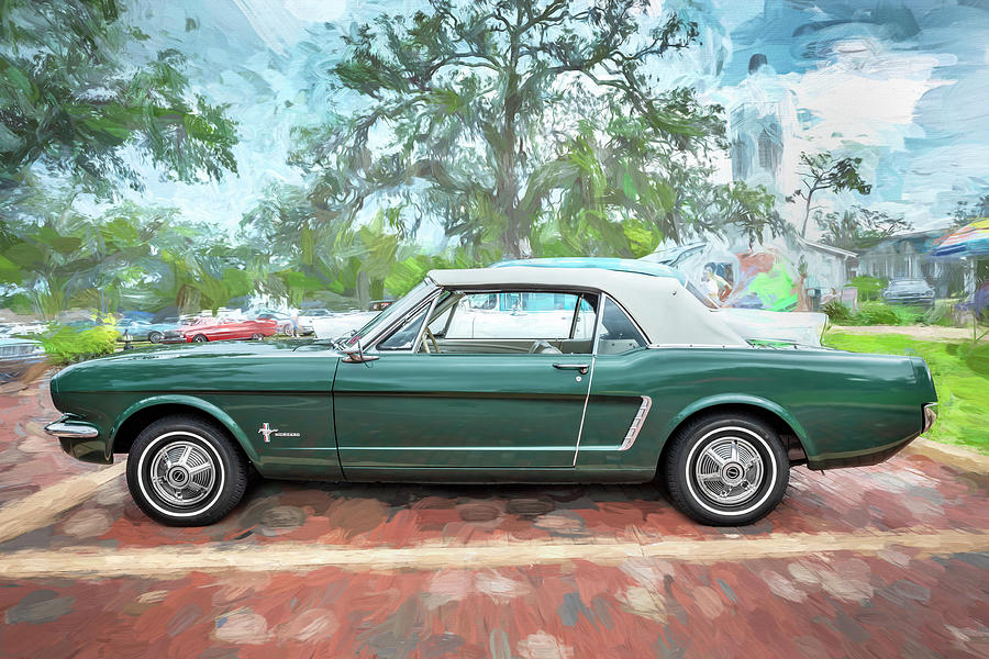 1965 Green Ford Mustang Convertible X100 Photograph by Rich Franco