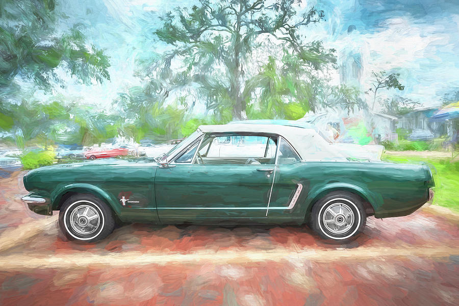 1965 Green Ford Mustang Convertible X102 Photograph by Rich Franco