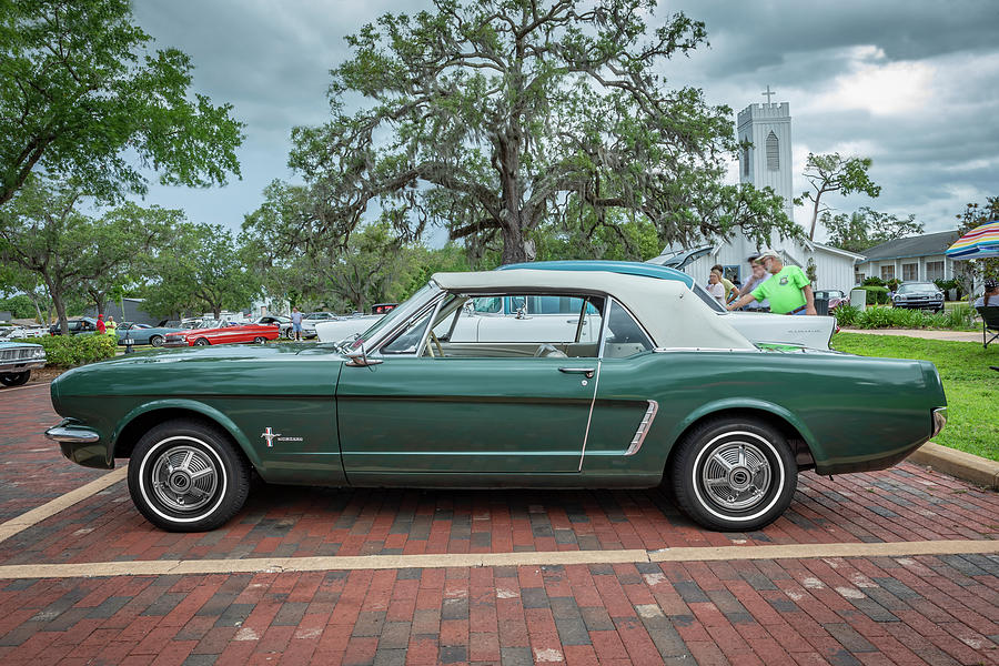 1965 Green Ford Mustang Convertible X103 Photograph by Rich Franco