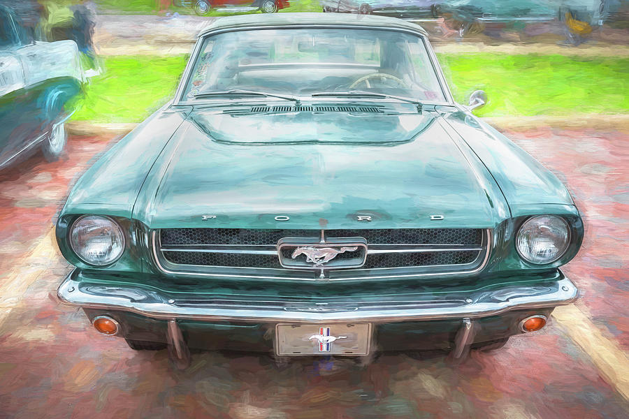 1965 Green Ford Mustang Convertible X105 Photograph by Rich Franco