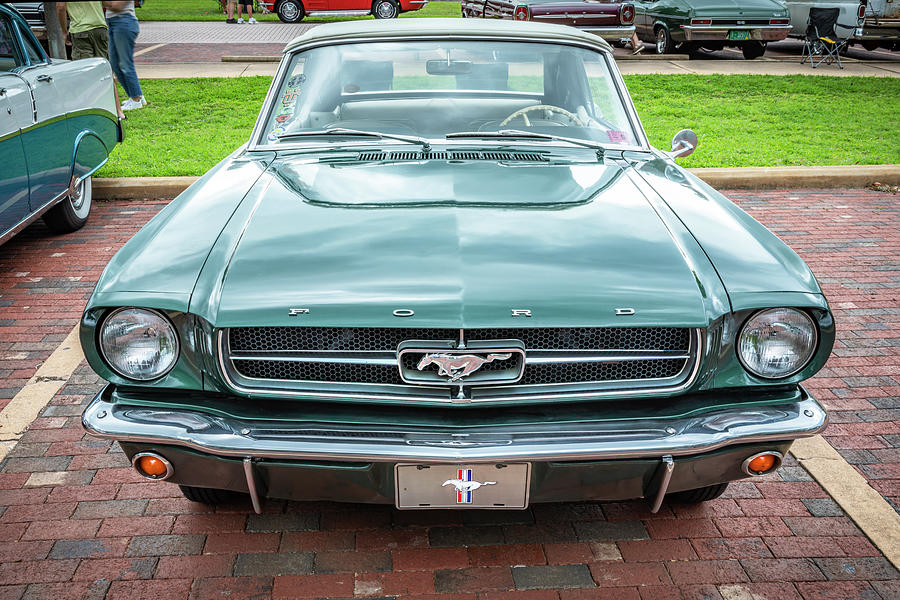1965 Green Ford Mustang Convertible X108 Photograph by Rich Franco