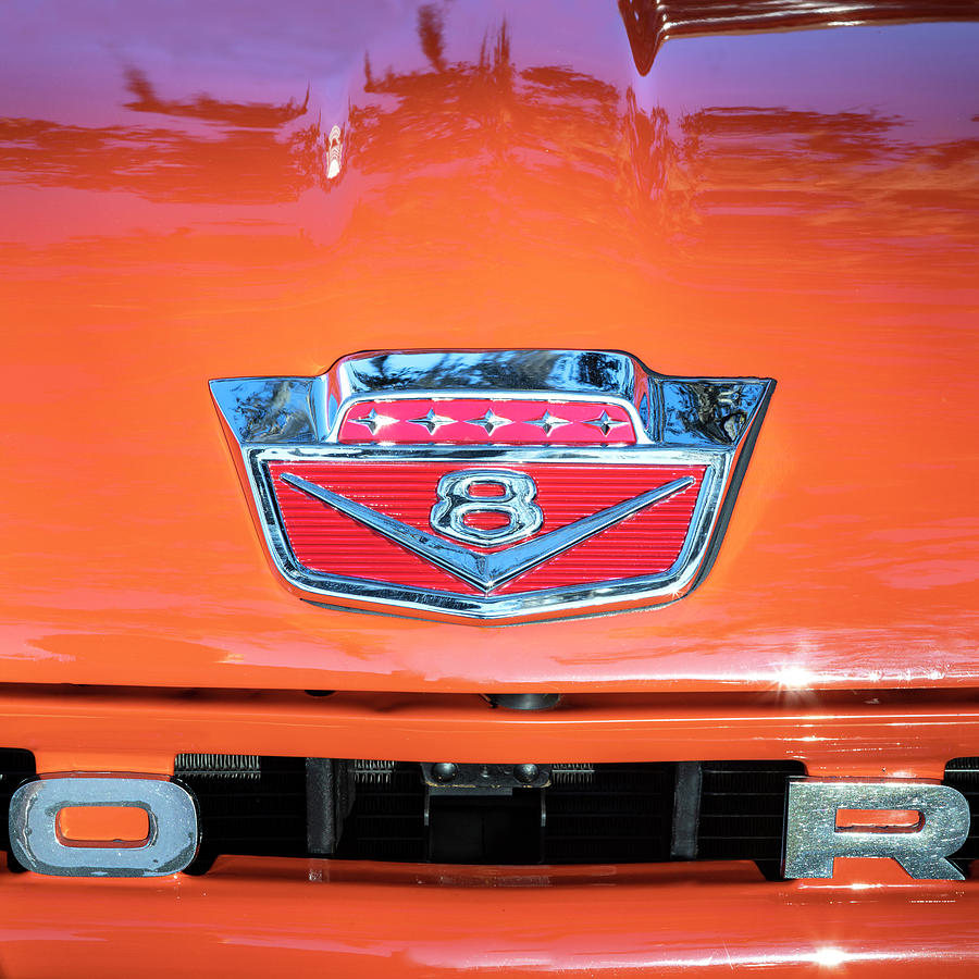 1965 Orange Ford F100 Step-side Custom Cab X108 Photograph by Rich Franco