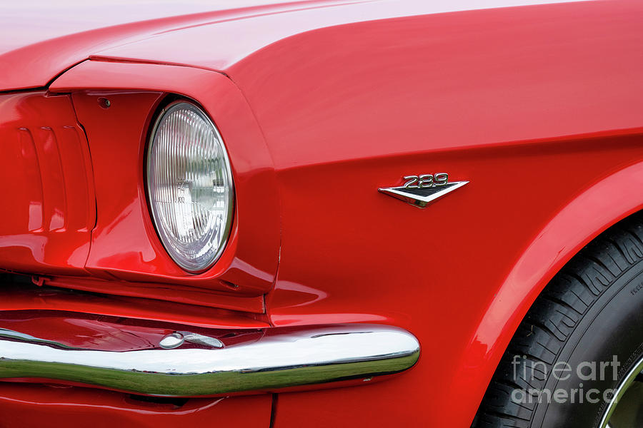 1965 Red Mustang Abstract Photograph by Tim Gainey