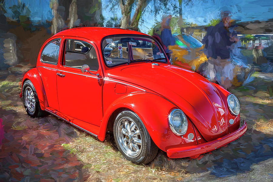 1965 Red Volkswagen Beetle X117 Photograph by Rich Franco