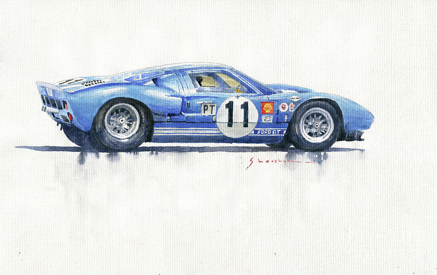 Transportation Painting - 1965 Sebring 12h Race Ford GT 40 Ken Miles Bruce McLaren  by Yuriy Shevchuk