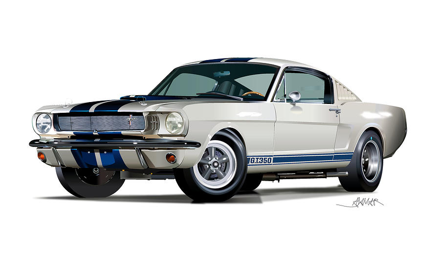 1965 Shelby Ford Mustang Drawing by Alain Jamar