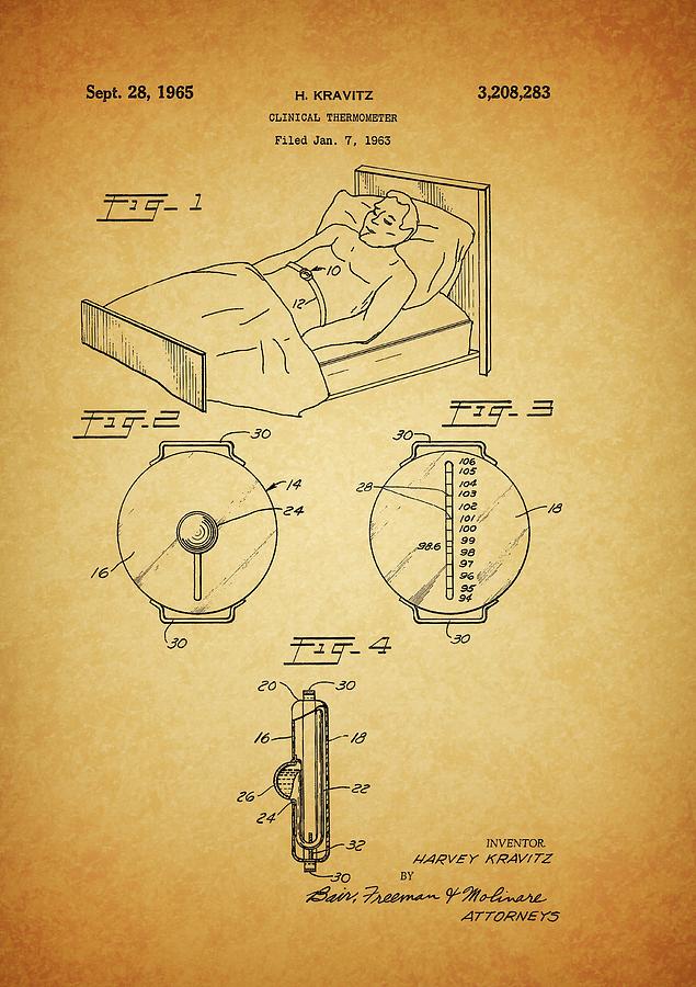 1965 Thermometer Patent Drawing by Dan Sproul