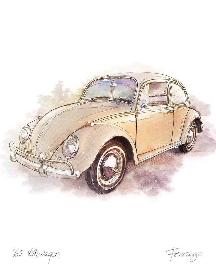 How to draw a VOLKSWAGEN BEETLE 1960 / drawing car / coloring vw beetle  classic 1950 stance - YouTube
