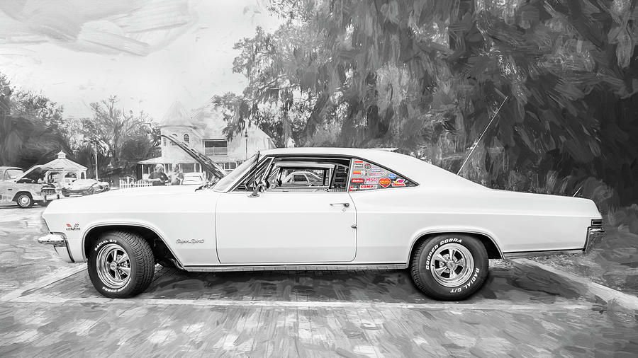 1965 White Chevrolet Impala SS 396 X100 Photograph by Rich Franco