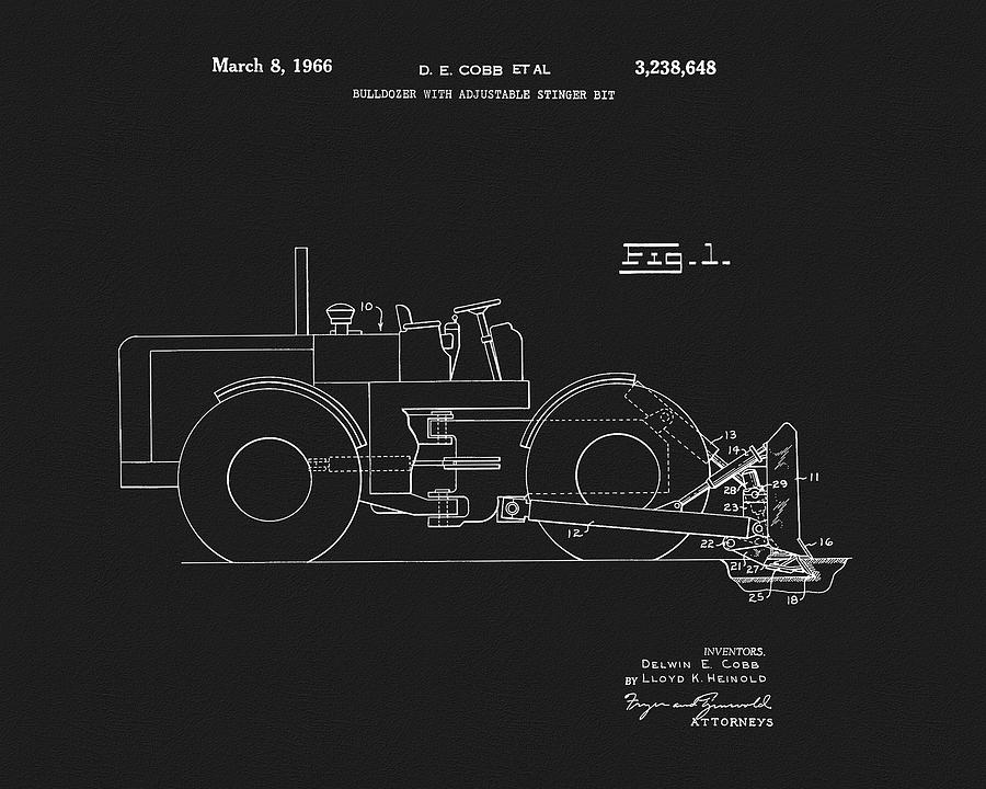 1966 Bulldozer Patent Drawing by Dan Sproul