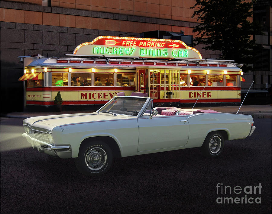 1966 Chevy Impala Convertible, Mickeys Diner Photograph by Ron Long