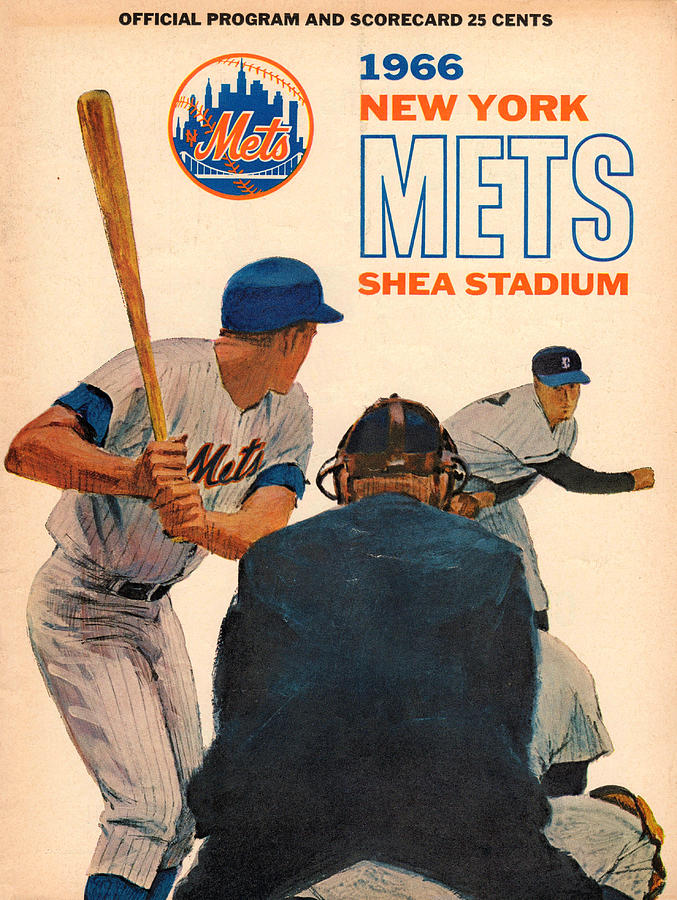 1966 New York Mets Scorecard Art Drawing by Row One Brand
