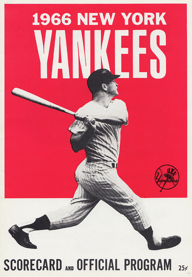 1966 New York Yankees Scorecard Art Mixed Media by Row One Brand