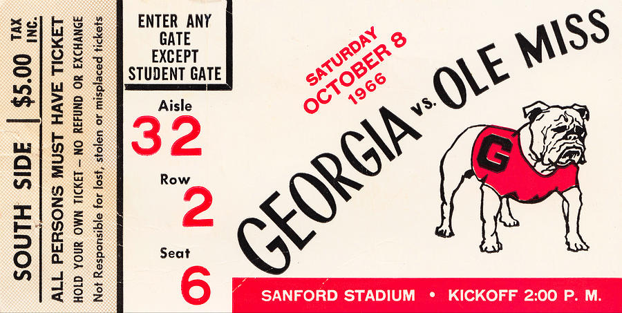 1966 Ole Miss vs. Georgia Drawing by Row One Brand