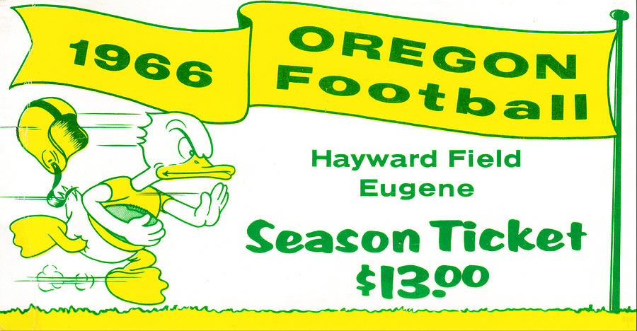 1966 Oregon Ducks Football Season Ticket Mixed Media by Row One Brand