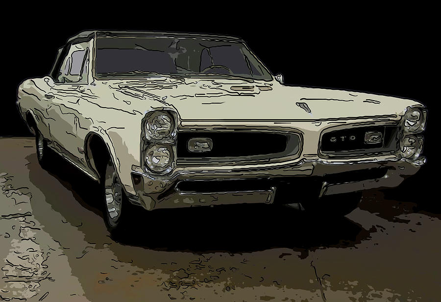 1966 Pontiac GTO Convertible Digital Drawing Drawing by Flees Photos