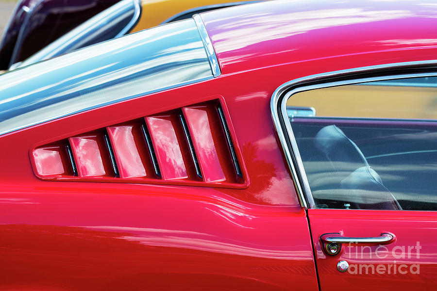 1966 Red Ford Mustang Abstract Photograph by Tim Gainey