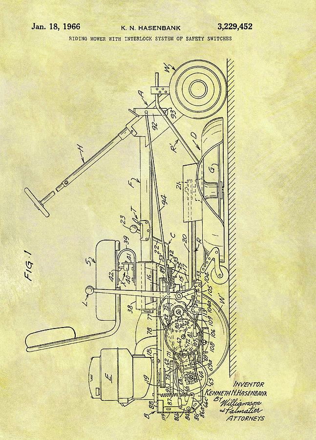 1966 Riding Mower Patent Drawing