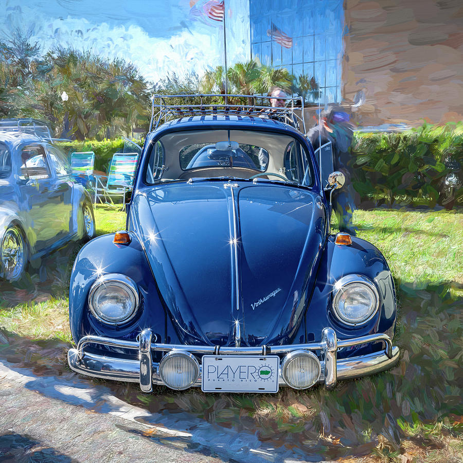 1967 Blue Volkswagen Beetle X161 Photograph by Rich Franco