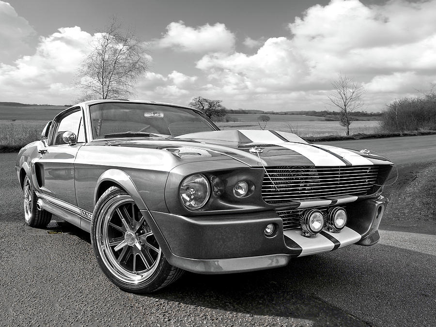 1967 Eleanor Mustang in Black and White Photograph by Gill Billington