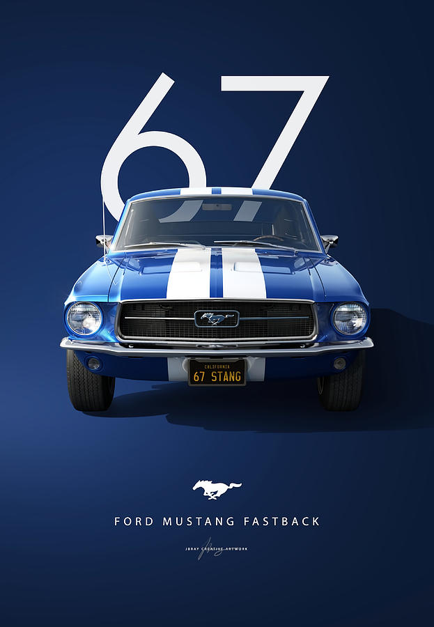 1967 Ford Mustang Fastback Artwork Poster Painting by Phillips Finley ...