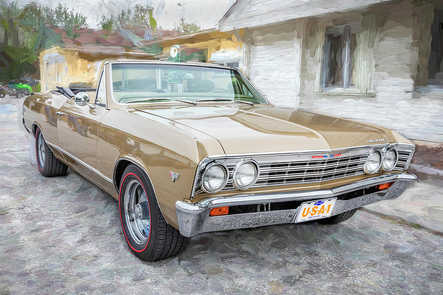 1967 Gold Chevy Chevelle Malibu Convertible X151 Photograph by Rich Franco