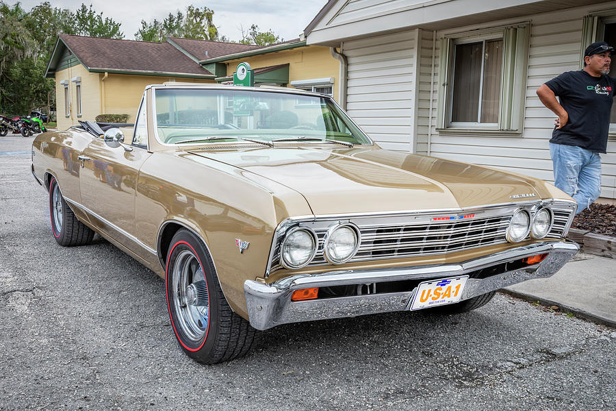 1967 Gold Chevy Chevelle Malibu Convertible X152 Photograph by Rich Franco