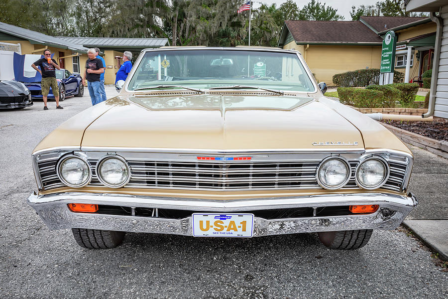 1967 Gold Chevy Chevelle Malibu Convertible X153 Photograph by Rich Franco