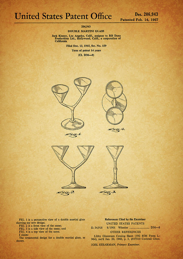 1967 Martini Glass Patent Drawing