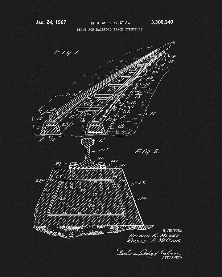 1967 Railroad Track Patent Drawing by Dan Sproul