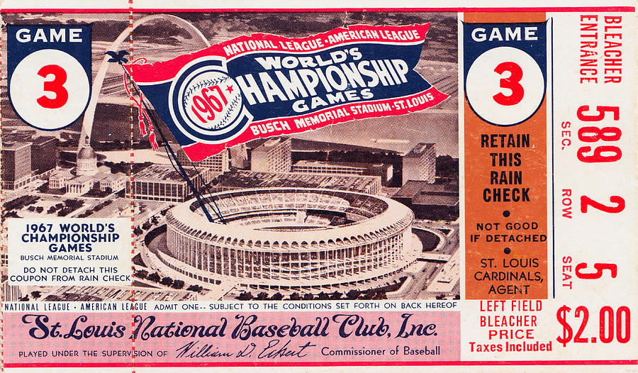 1967 World Series Ticket Stub Art Mixed Media by Row One Brand