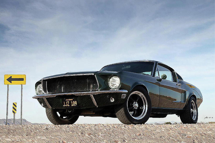 1968 Ford Mustang GT, Bullitt Car, Steve McQueen Mixed Media by Thomas ...