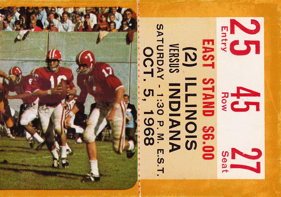 1968 Indiana Hoosiers Football Ticket Art Mixed Media by Row One Brand