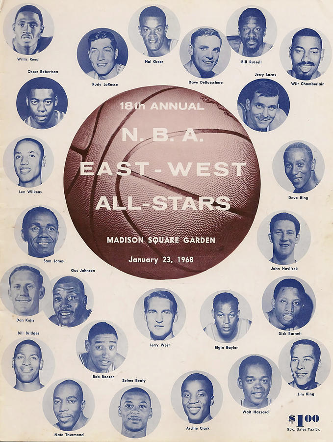 1968 Nba Allstar Game Vintage Poster Mixed Media By Joe Hamilton Fine